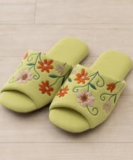 GQ6GD07025 Sybilla(バイヤーズ セレクト) 【Sybilla】 フラワーガーデン2 スリッパ グリーン