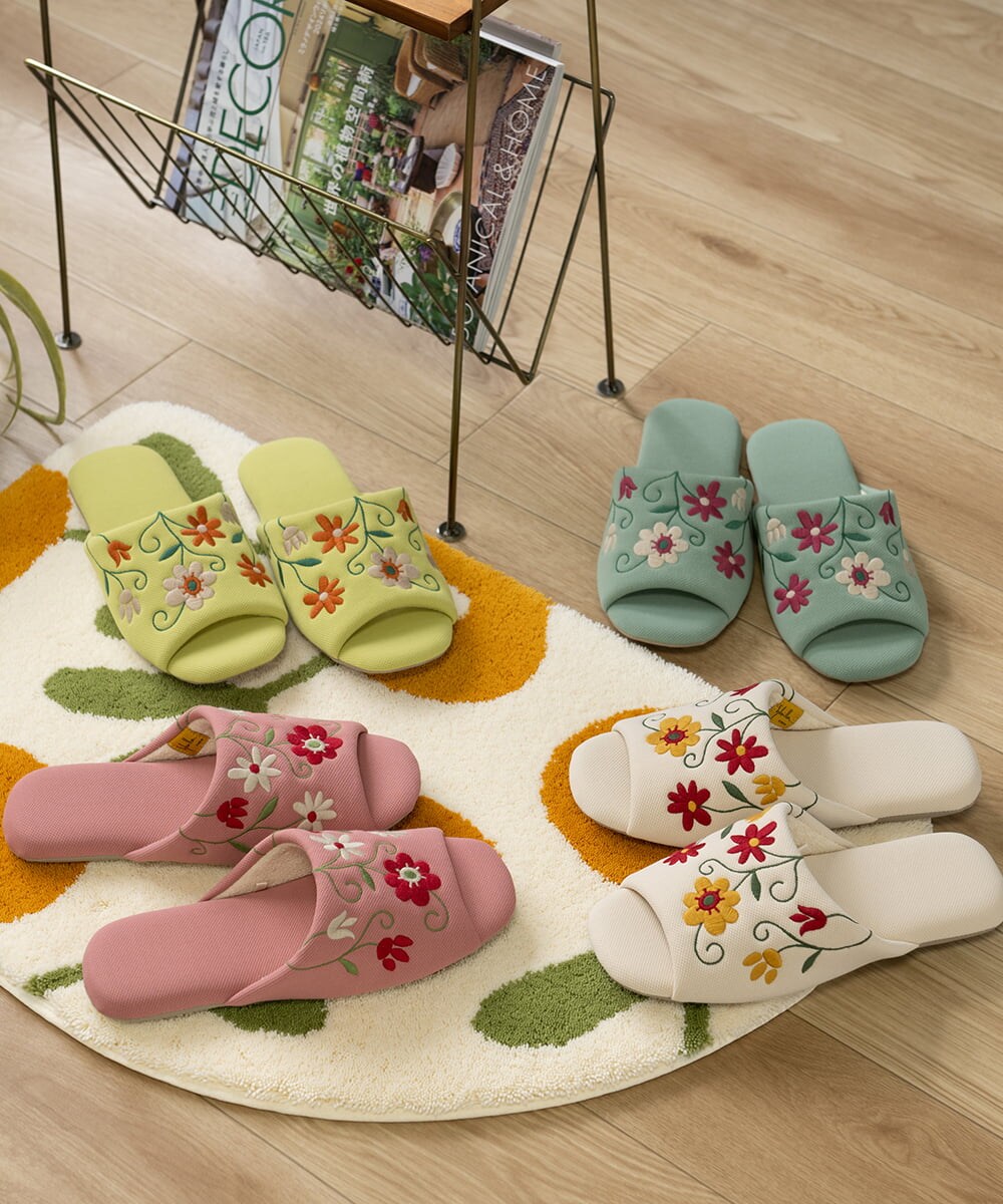 GQ6GD07025 Sybilla(バイヤーズ セレクト) 【Sybilla】 フラワーガーデン2 スリッパ ブルー