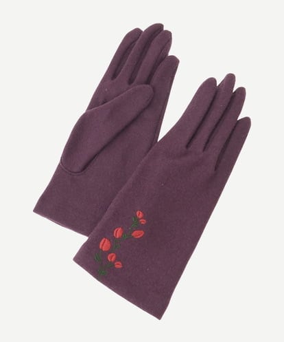 GS2AG02038 Sybilla 【日本製】フラワー刺繍ウールグローブ