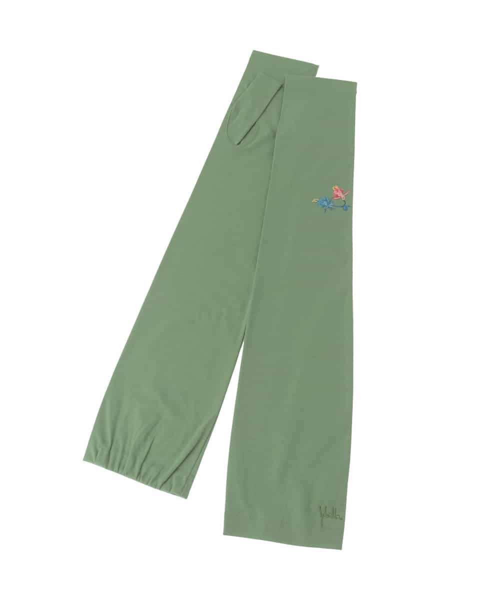 GS2GD01043 Sybilla(シビラ) 【日本製/接触冷感】フラワー刺繍UVアームカバー グリーン