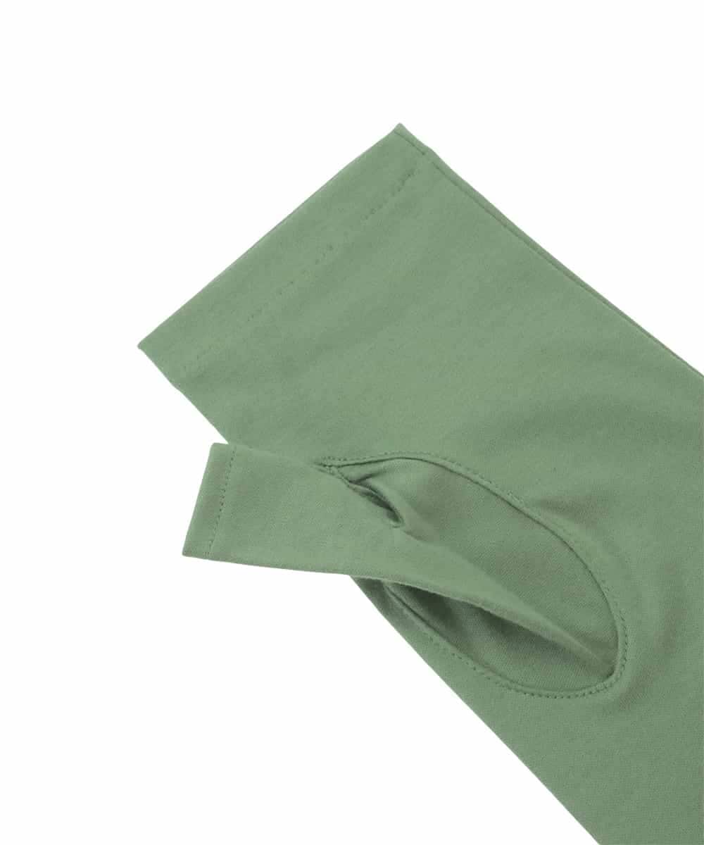 GS2GD01043 Sybilla(シビラ) 【日本製/接触冷感】フラワー刺繍UVアームカバー グリーン