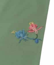 GS2GD01043 Sybilla(シビラ) 【日本製/接触冷感】フラワー刺繍UVアームカバー グリーン