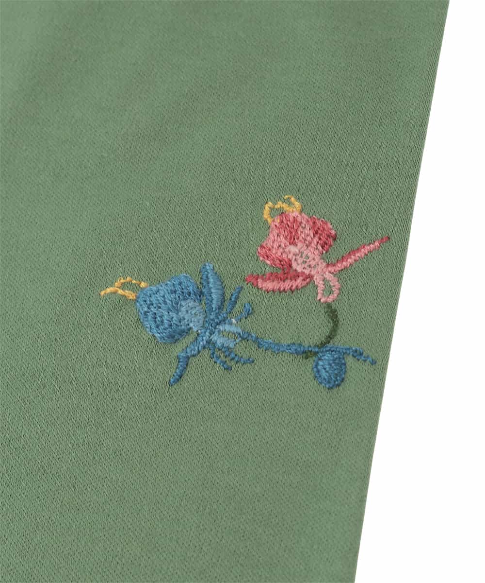 GS2GD01043 Sybilla(シビラ) 【日本製/接触冷感】フラワー刺繍UVアームカバー グリーン