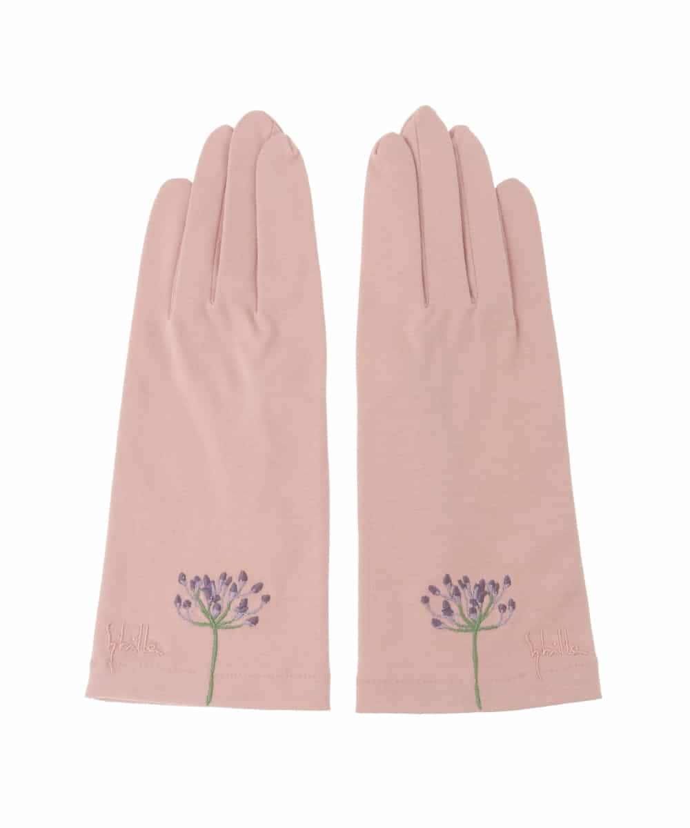 GS2GD02035 Sybilla(シビラ) 【日本製/接触冷感】フラワー刺繍UV手袋 ピンク