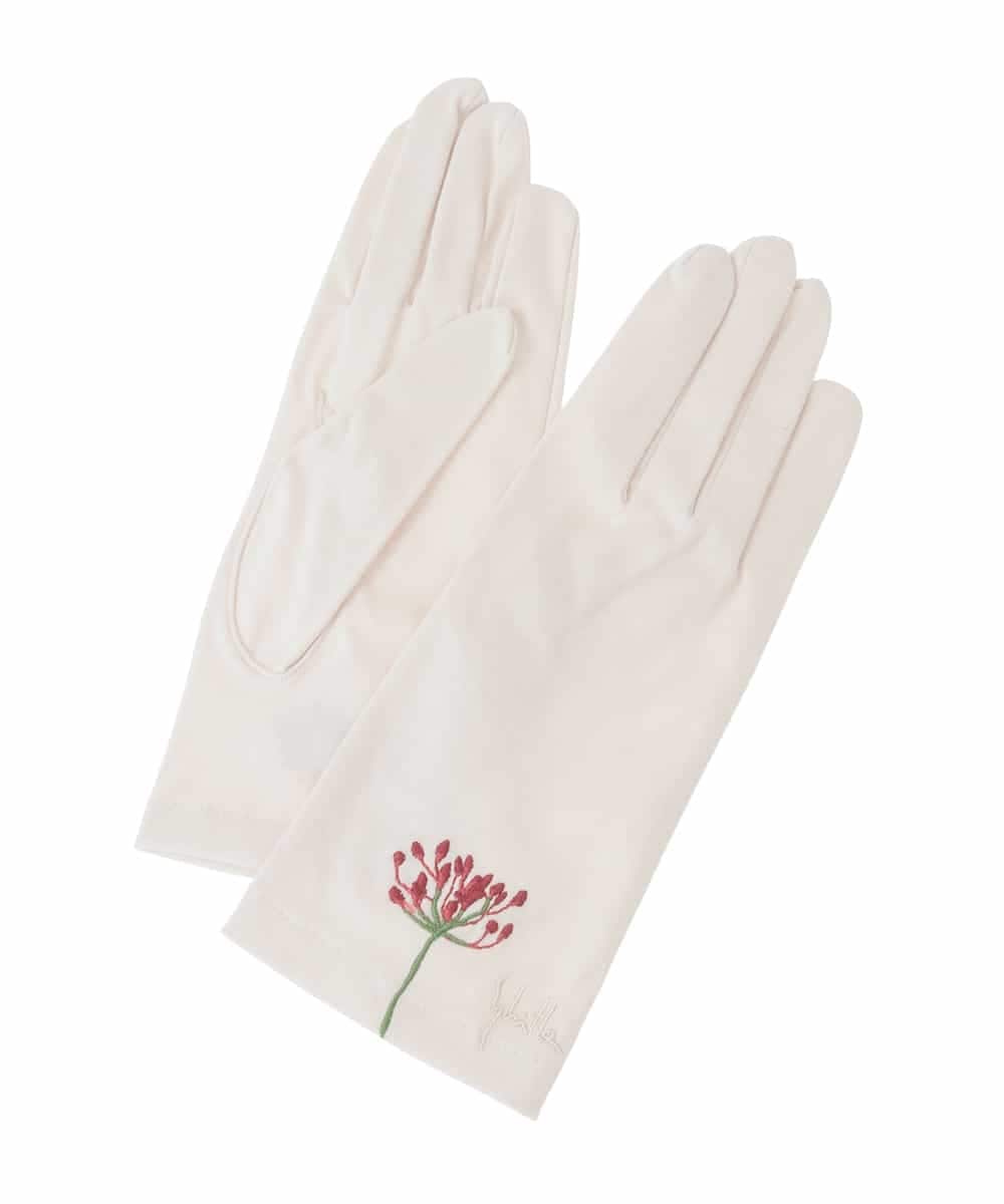 GS2GD02035 Sybilla(シビラ) 【日本製/接触冷感】フラワー刺繍UV手袋 オフホワイト