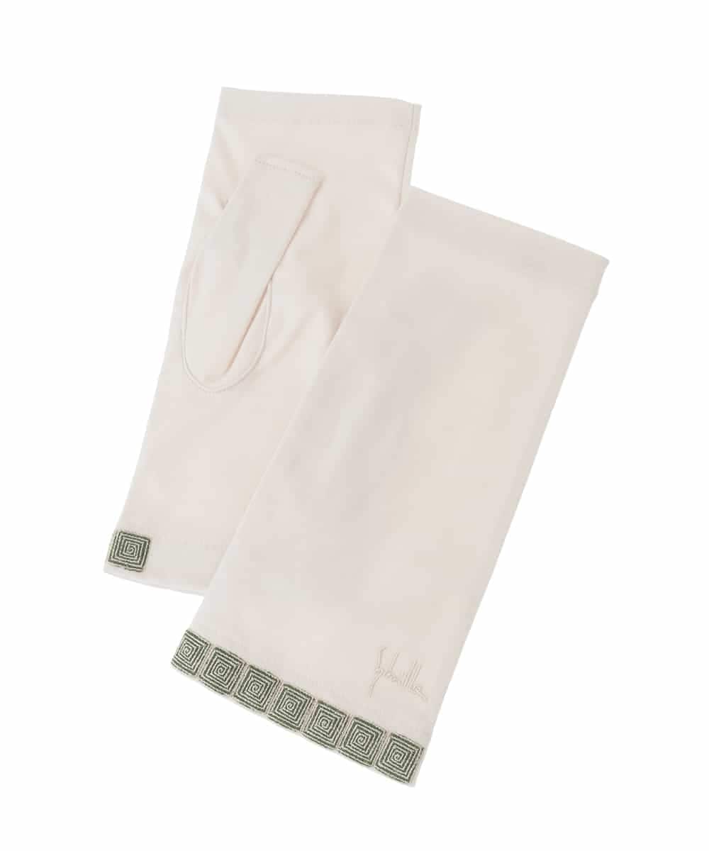 GS2GD03035 Sybilla(シビラ) 【日本製/接触冷感】モチーフ刺繍UVフィンガーレス手袋 オフホワイト