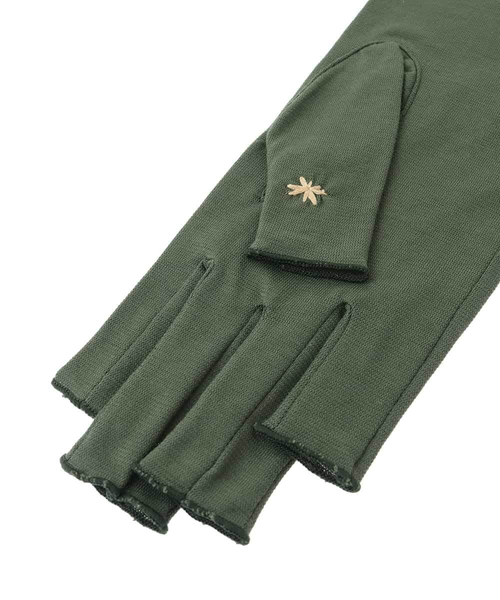 GS2HA02040 Sybilla(シビラ) 【日本製/接触冷感】フラワー刺繍フィンガーレスミドルグローブ（5本指） グリーン
