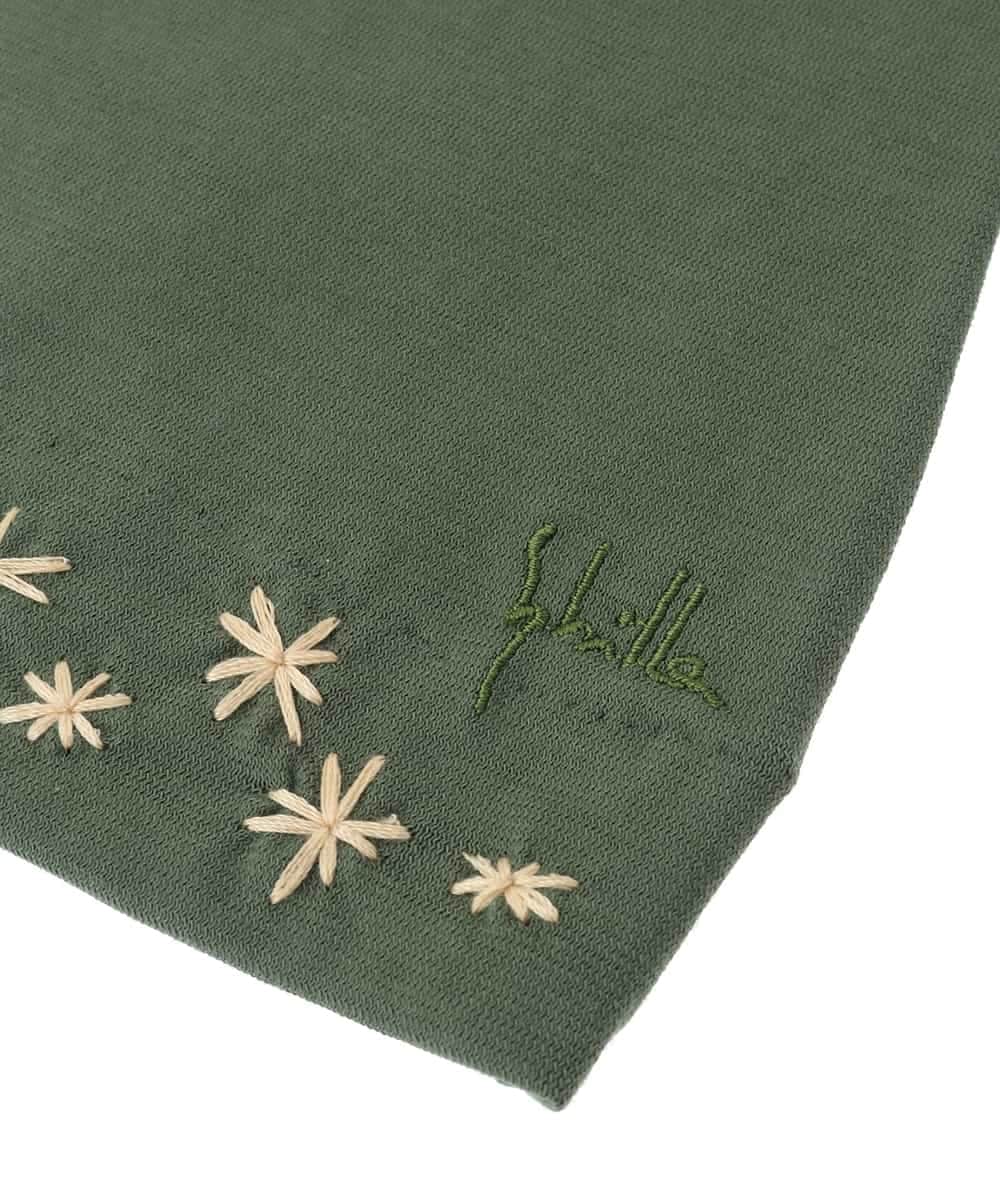GS2HA02040 Sybilla(シビラ) 【日本製/接触冷感】フラワー刺繍フィンガーレスミドルグローブ（5本指） グリーン