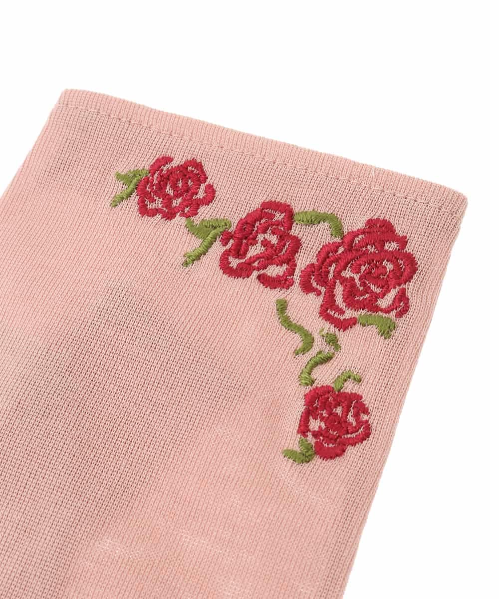 GS2HA03033 Sybilla(シビラ) 【日本製/接触冷感】ローズ刺繍フィンガーレスショートグローブ ピンク