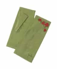 GS2HA03033 Sybilla(シビラ) 【日本製/接触冷感】ローズ刺繍フィンガーレスショートグローブ グリーン