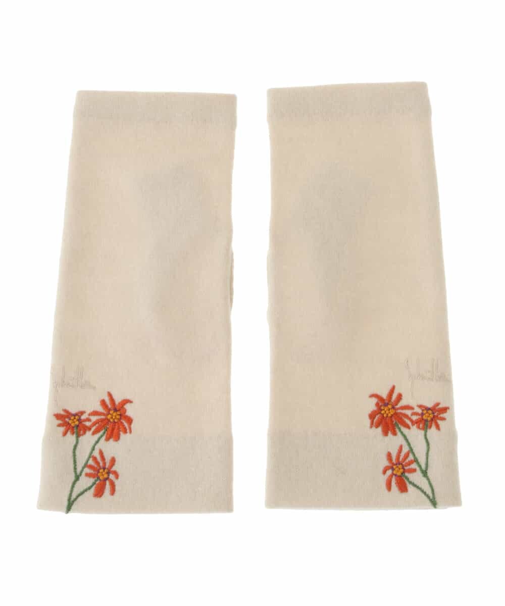 GS8AA01033 Sybilla(シビラ) 【日本製】フラワー刺繍フィンガーレスグローブ アイボリー