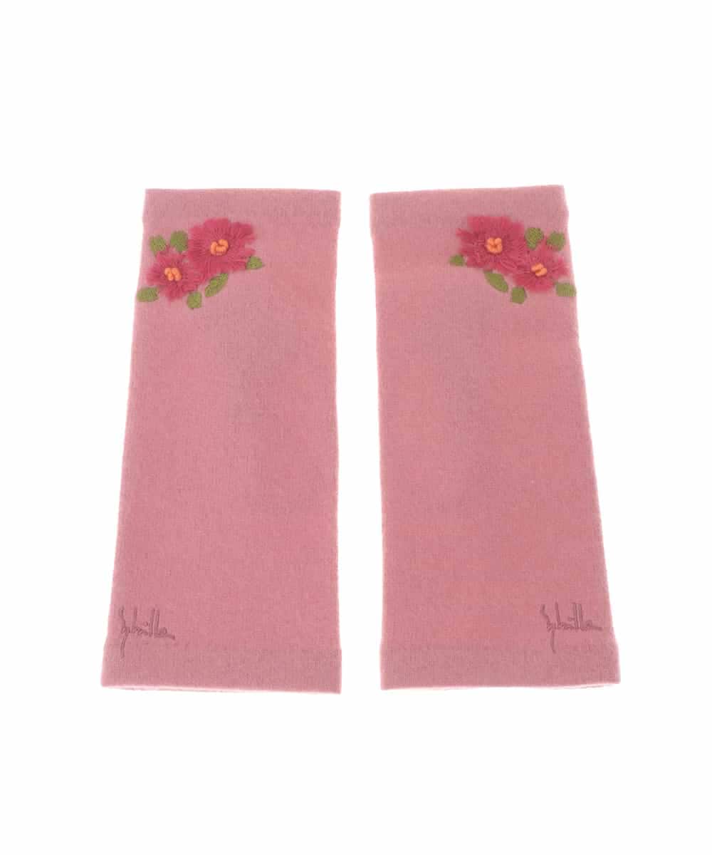 GS9AS02033 Sybilla(シビラ) 【日本製】フィンガーレスフラワー刺繍グローブ ピンク