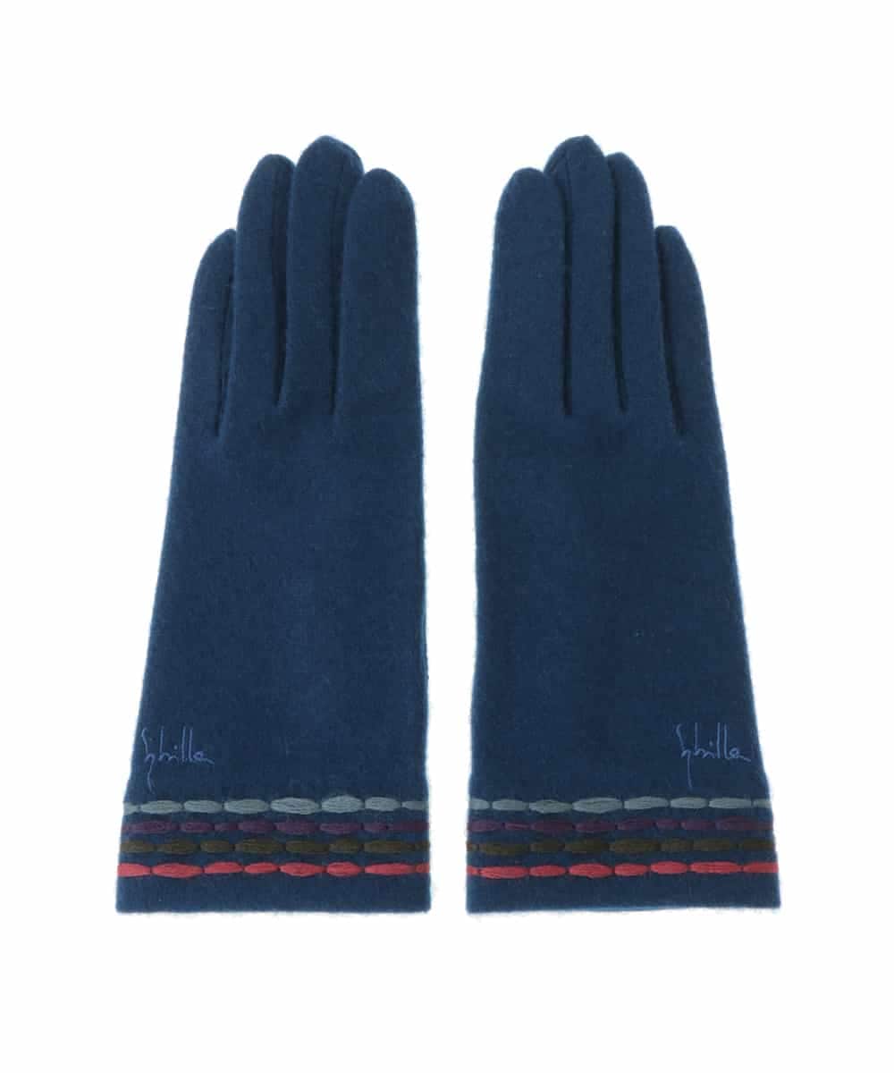 GS9AS03033 Sybilla(シビラ) 【日本製】刺繍ラインデザイングローブ ブルー