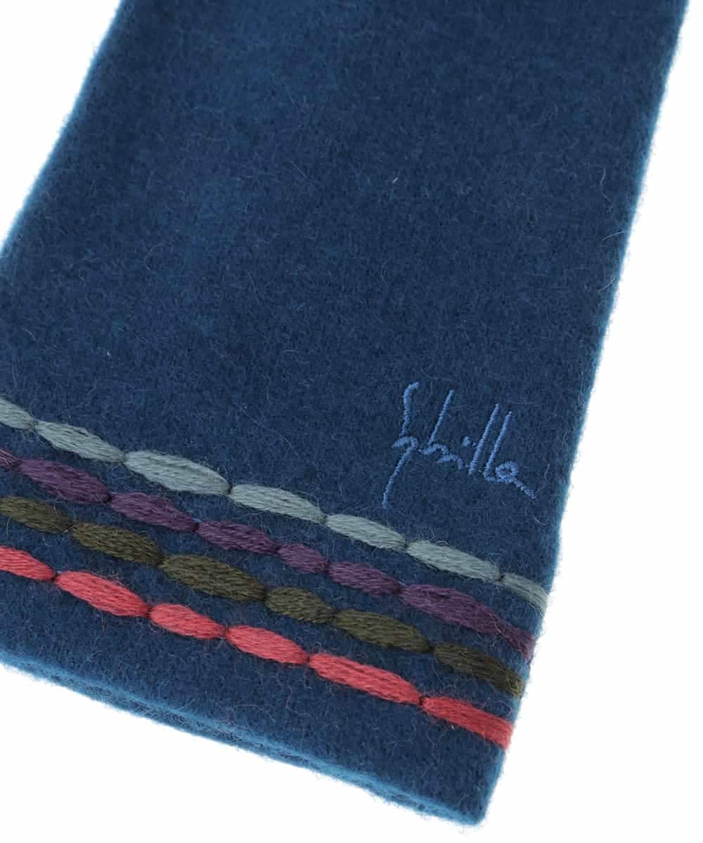 GS9AS03033 Sybilla(シビラ) 【日本製】刺繍ラインデザイングローブ ブルー