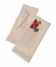 GS9AV01033 Sybilla(シビラ) 【抗菌防臭/日本製】フラワーデザインフィンガーレスハンドウォーマー アイボリー