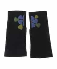 GS9AV01033 Sybilla(シビラ) 【抗菌防臭/日本製】フラワーデザインフィンガーレスハンドウォーマー ブラック