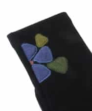 GS9AV01033 Sybilla(シビラ) 【抗菌防臭/日本製】フラワーデザインフィンガーレスハンドウォーマー ブラック