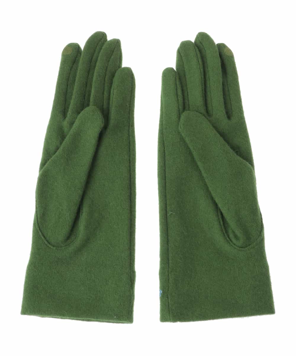 GS9AV02038 Sybilla(シビラ) 【抗菌防臭/日本製】フラワー刺繍スリムフィットグローブ グリーン