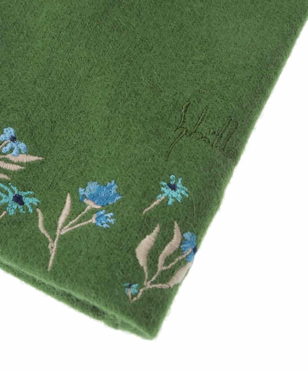 GS9AV02038 Sybilla(シビラ) 【抗菌防臭/日本製】フラワー刺繍スリムフィットグローブ グリーン