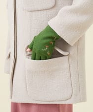 GS9AV03038 Sybilla(シビラ) 【抗菌防臭/日本製】フラワー刺繍フィンガーレスグローブ グリーン