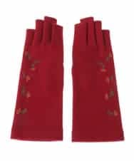 GS9AV03038 Sybilla(シビラ) 【抗菌防臭/日本製】フラワー刺繍フィンガーレスグローブ レッド