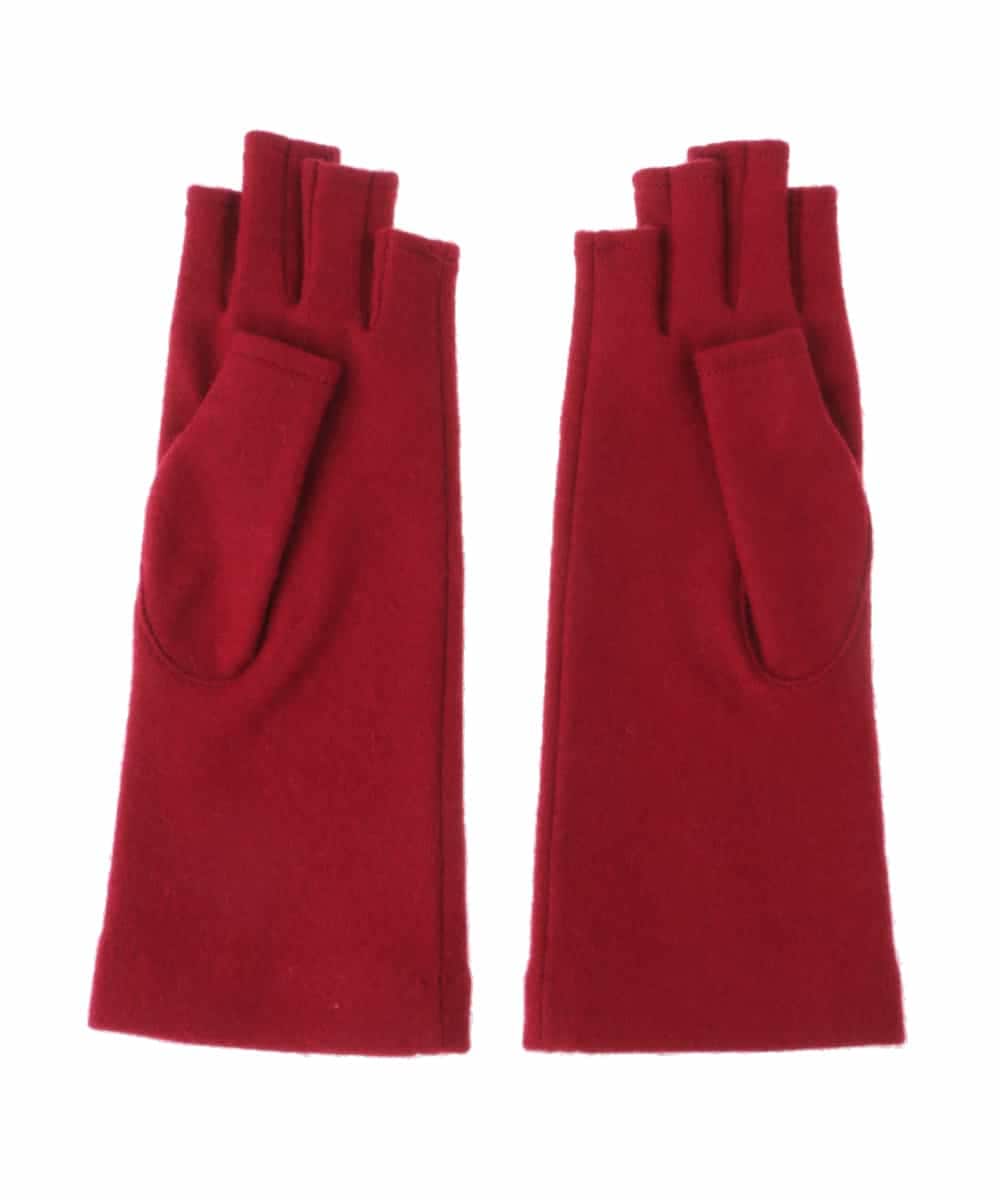 GS9AV03038 Sybilla(シビラ) 【抗菌防臭/日本製】フラワー刺繍フィンガーレスグローブ レッド