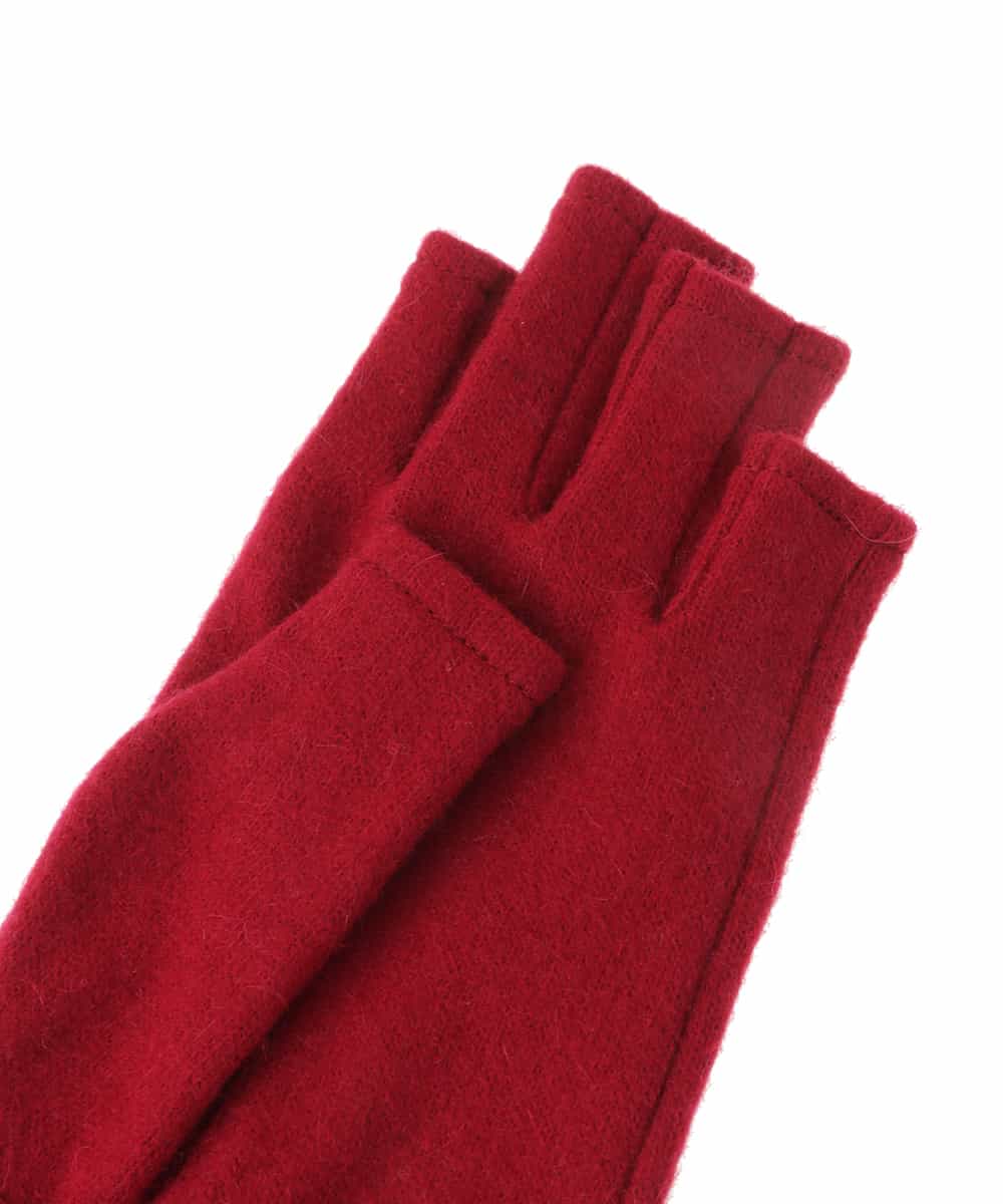 GS9AV03038 Sybilla(シビラ) 【抗菌防臭/日本製】フラワー刺繍フィンガーレスグローブ レッド