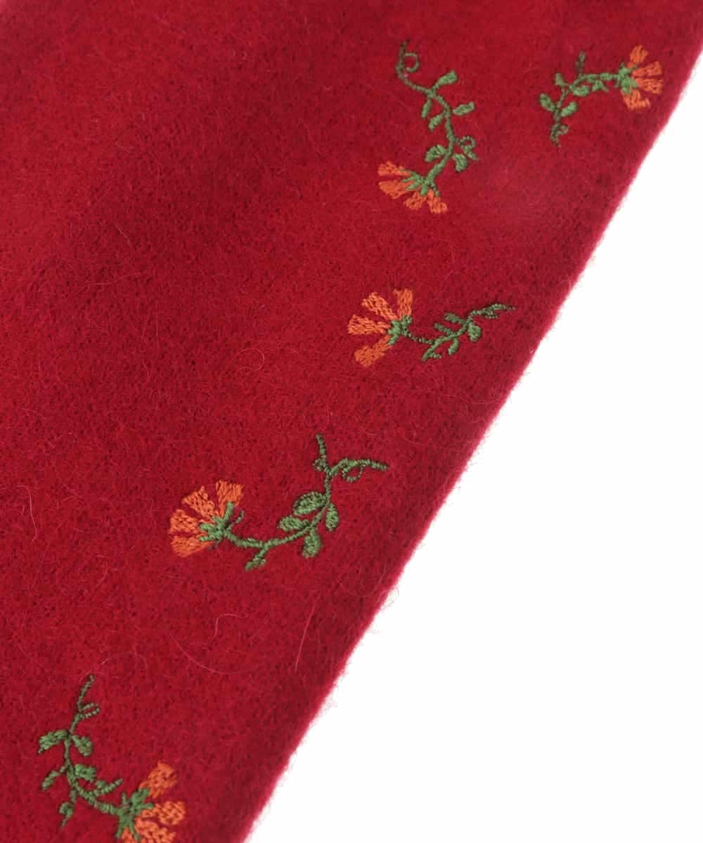 GS9AV03038 Sybilla(シビラ) 【抗菌防臭/日本製】フラワー刺繍フィンガーレスグローブ レッド