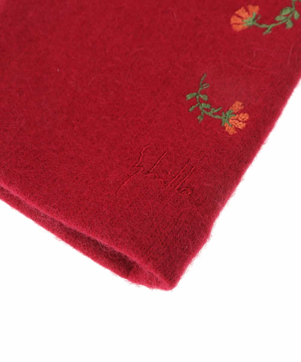 GS9AV03038 Sybilla(シビラ) 【抗菌防臭/日本製】フラワー刺繍フィンガーレスグローブ レッド