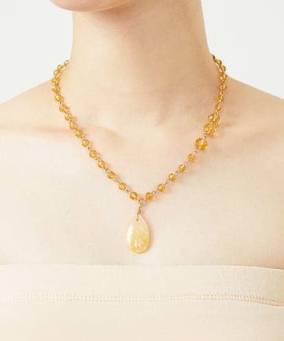 GY2EF01130 Sybilla ◆受注生産◆ドロップストーンネックレス（ローズクォーツ・シトリン）