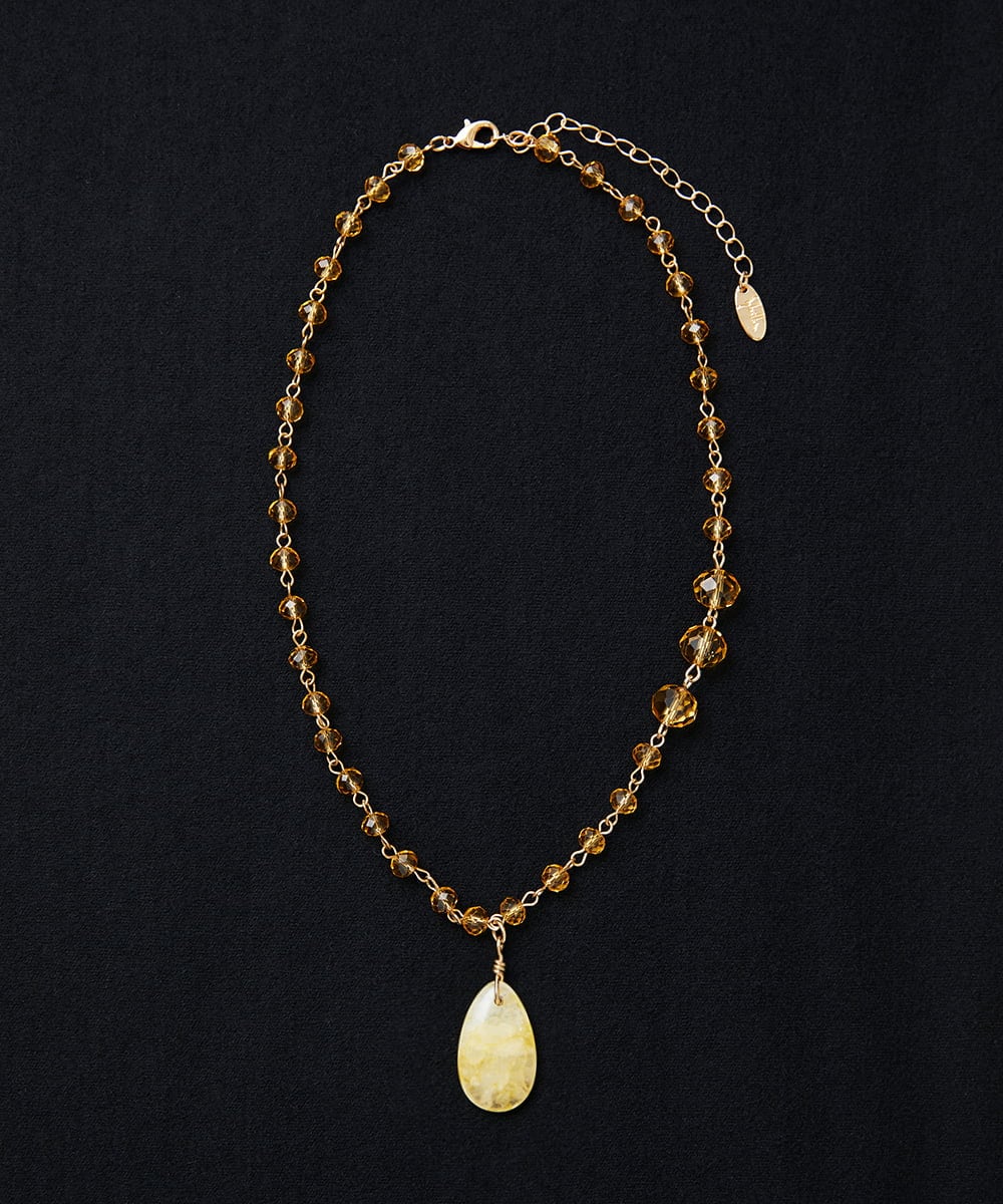 GY2EF01130 Sybilla(シビラ) ◆受注生産◆ドロップストーンネックレス（ローズクォーツ・シトリン） イエロー系（シトリン）