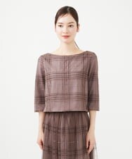 GYBAF01700 Sybilla(シビラ) ◆受注生産◆チェックチュールブラウス モカブラウン