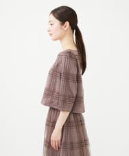 GYBAF01700 Sybilla(シビラ) ◆受注生産◆チェックチュールブラウス モカブラウン
