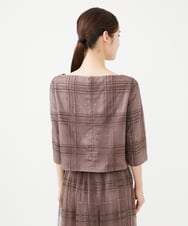 GYBAF01700 Sybilla(シビラ) ◆受注生産◆チェックチュールブラウス モカブラウン