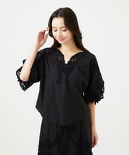 GYBGF30800 Sybilla(シビラ) ◆受注生産◆フラワーレース刺繍ブラウス ブラック