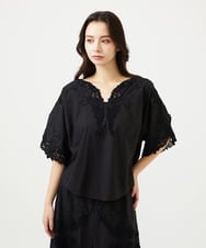 GYBGF30800 Sybilla(シビラ) ◆受注生産◆フラワーレース刺繍ブラウス ブラック