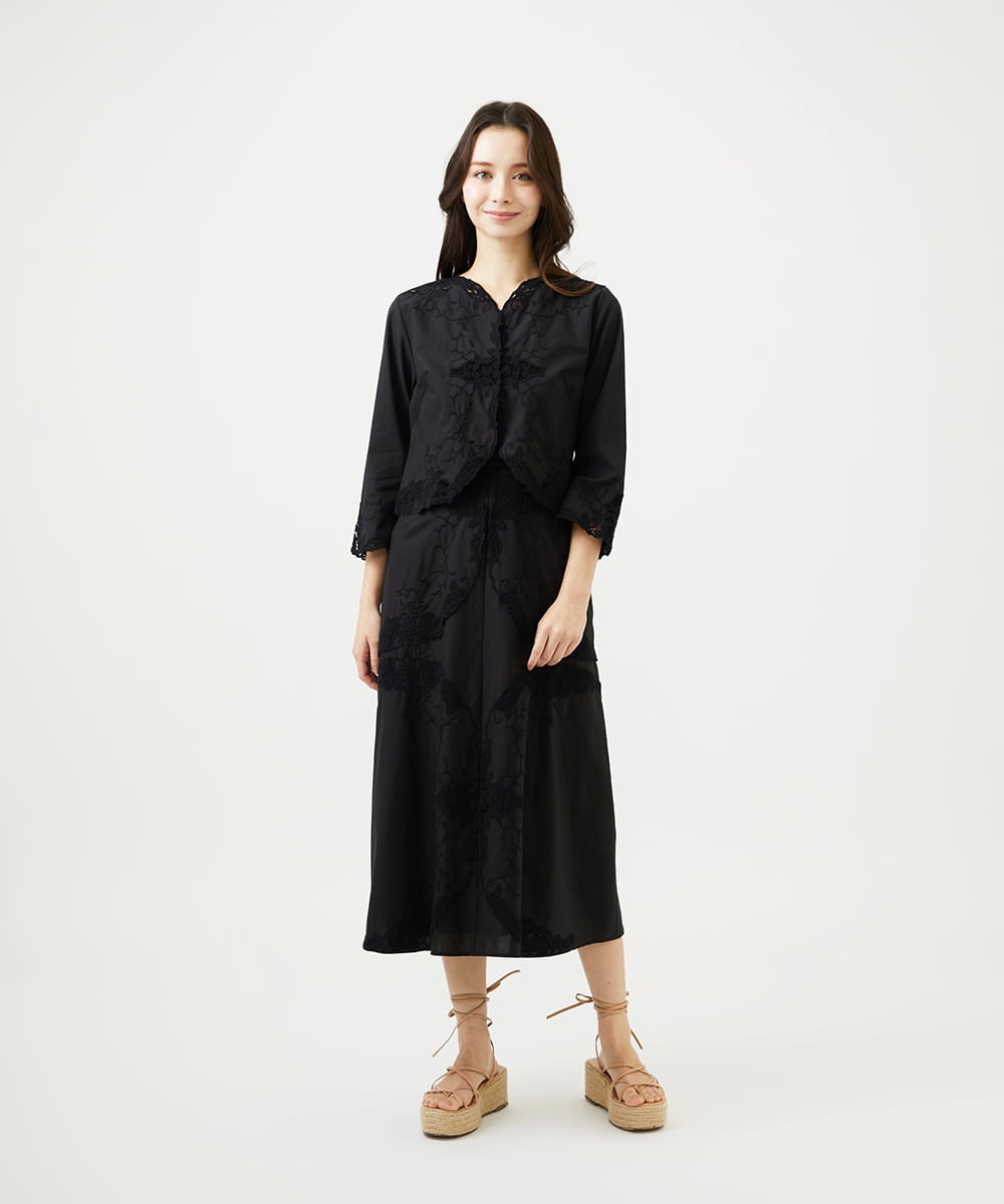 GYBGF31900 Sybilla(シビラ) ◆受注生産◆フラワーレース刺繍ボレロブラウス ブラック