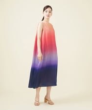 GYEGX40690 Sybilla(シビラ) ◆受注生産につき返品・交換・キャンセル不可◆シルクサテンタックドレス ピンク×パープル