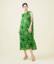 GYEGX40690 Sybilla(シビラ) ◆受注生産につき返品・交換・キャンセル不可◆シルクサテンタックドレス グリーン