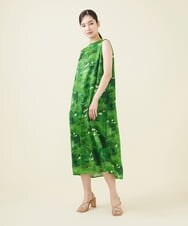 GYEGX40690 Sybilla(シビラ) ◆受注生産につき返品・交換・キャンセル不可◆シルクサテンタックドレス グリーン