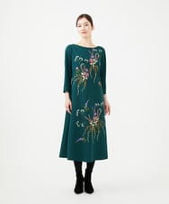 GYEVF02100 Sybilla(シビラ) ◆受注生産◆ブーケフラワー刺繍ドレス グリーン