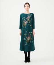 GYEVF02100 Sybilla(シビラ) ◆受注生産◆ブーケフラワー刺繍ドレス グリーン
