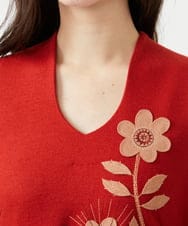 GYEVI02100 Sybilla(シビラ) ◆受注生産◆フラワーアップリケドレス オレンジレッド