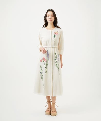 GYEYF36120 Sybilla ◆受注生産◆フラワー刺繍コットンメッシュドレス