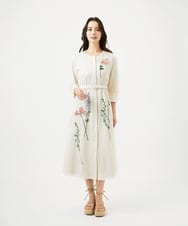 GYEYF36120 Sybilla(シビラ) ◆受注生産◆フラワー刺繍コットンメッシュドレス アイボリー