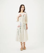 GYEYF36120 Sybilla(シビラ) ◆受注生産◆フラワー刺繍コットンメッシュドレス アイボリー
