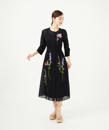 GYEYF36120  ◆受注生産◆フラワー刺繍コットンメッシュドレス