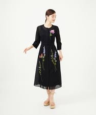 GYEYF36120 Sybilla(シビラ) ◆受注生産◆フラワー刺繍コットンメッシュドレス ブラック