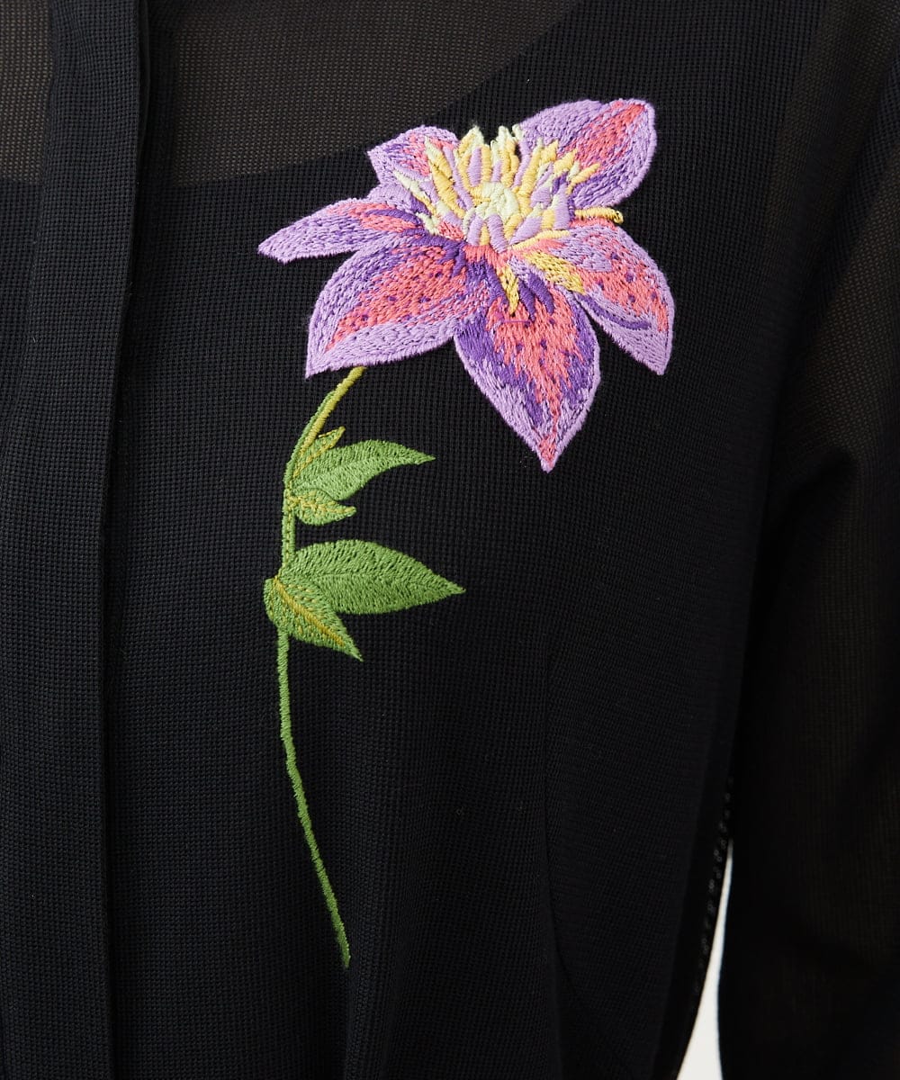 GYEYF36120 Sybilla(シビラ) ◆受注生産◆フラワー刺繍コットンメッシュドレス ブラック
