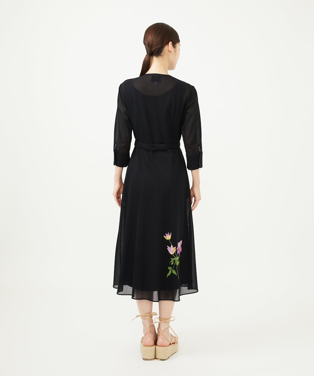 GYEYF36120 Sybilla(シビラ) ◆受注生産◆フラワー刺繍コットンメッシュドレス ブラック